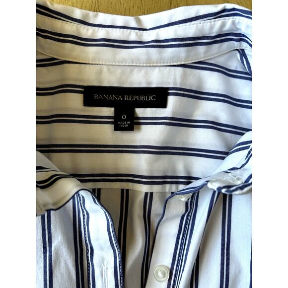Banana Republic striped Tiered Midi Dress XS/S Button Down Preppy Nautical Sz 0 - Picture 9 of 11